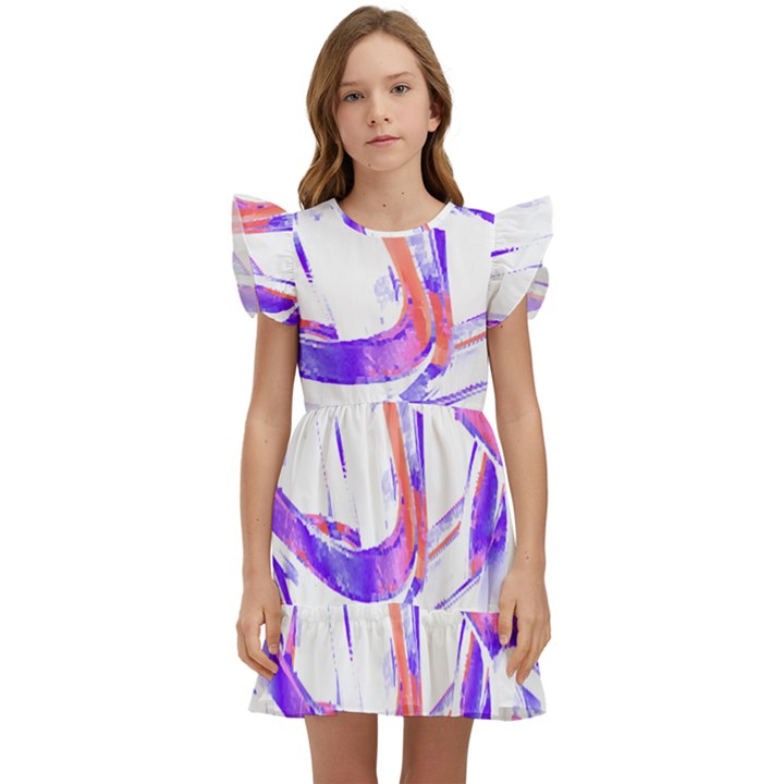 Abstract T- Shirt Entangled In Chaos T- Shirt Kids  Winged Sleeve Dress