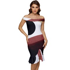 Abstract T- Shirt Fire Desert T- Shirt Off Shoulder Ruffle Split Hem Bodycon Dress