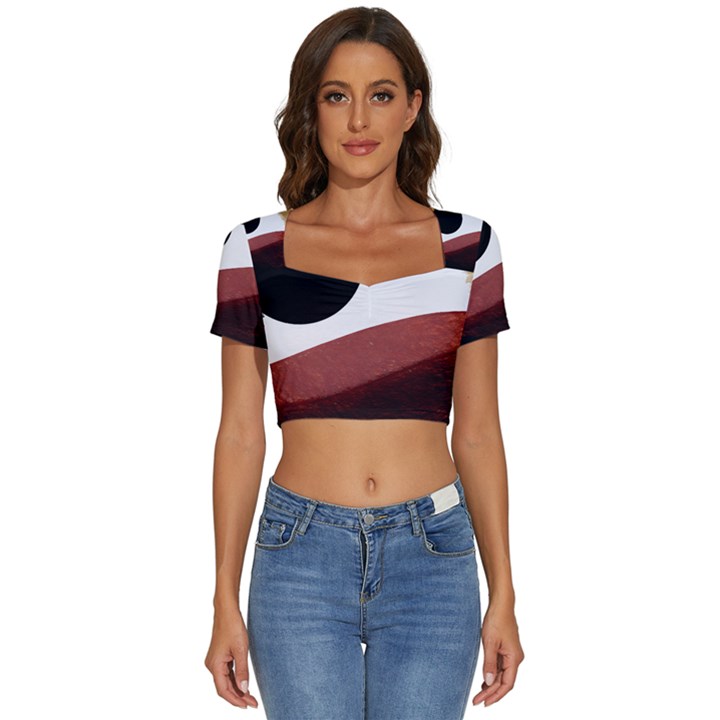 Abstract T- Shirt Fire Desert T- Shirt Short Sleeve Square Neckline Crop Top 