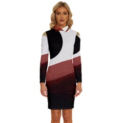 Abstract T- Shirt Fire Desert T- Shirt Long Sleeve Shirt Collar Bodycon Dress