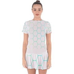 Abstract T- Shirt Honeycomb Pattern 4 Drop Hem Mini Chiffon Dress by maxcute