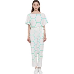 Abstract T- Shirt Honeycomb Pattern 4 Batwing Lightweight Chiffon Jumpsuit by maxcute