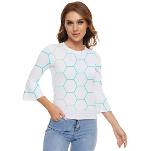 Abstract T- Shirt Honeycomb Pattern 4 Bell Sleeve Top by maxcute