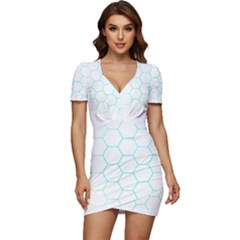 Abstract T- Shirt Honeycomb Pattern 4 Low Cut Cap Sleeve Mini Dress