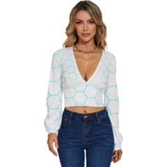 Abstract T- Shirt Honeycomb Pattern 4 Long Sleeve Deep-v Velour Top