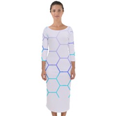 Abstract T- Shirt Honeycomb Pattern 6 Quarter Sleeve Midi Bodycon Dress by maxcute