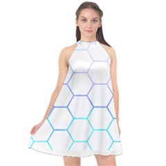 Abstract T- Shirt Honeycomb Pattern 6 Halter Neckline Chiffon Dress  by maxcute