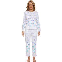 Abstract T- Shirt Honeycomb Pattern 6 Womens  Long Sleeve Lightweight Pajamas Set