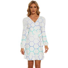 Abstract T- Shirt Honeycomb Pattern 6 Long Sleeve Waist Tie Ruffle Velour Dress by maxcute