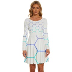 Abstract T- Shirt Honeycomb Pattern 6 Long Sleeve Wide Neck Velour Dress by maxcute