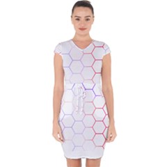 Abstract T- Shirt Honeycomb Pattern 7 Capsleeve Drawstring Dress  by maxcute