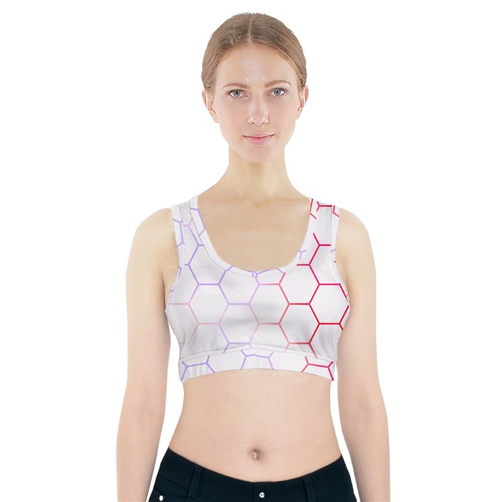 Abstract T- Shirt Honeycomb Pattern 7 Sports Bra With Pocket