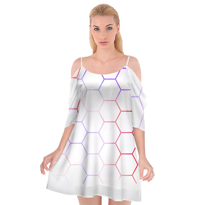 Abstract T- Shirt Honeycomb Pattern 7 Cutout Spaghetti Strap Chiffon Dress