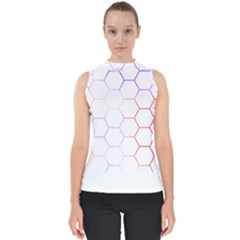 Abstract T- Shirt Honeycomb Pattern 7 Mock Neck Shell Top by maxcute