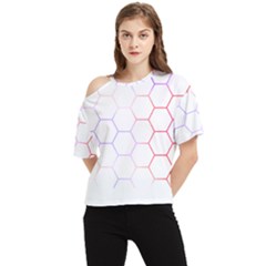 Abstract T- Shirt Honeycomb Pattern 7 One Shoulder Cut Out Tee by maxcute