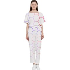 Abstract T- Shirt Honeycomb Pattern 7 Batwing Lightweight Chiffon Jumpsuit by maxcute