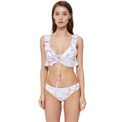 Abstract T- Shirt Honeycomb Pattern 7 Low Cut Ruffle Edge Bikini Set