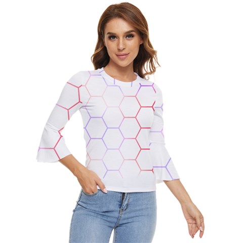 Abstract T- Shirt Honeycomb Pattern 7 Bell Sleeve Top by maxcute