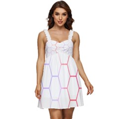 Abstract T- Shirt Honeycomb Pattern 7 Ruffle Strap Babydoll Chiffon Dress