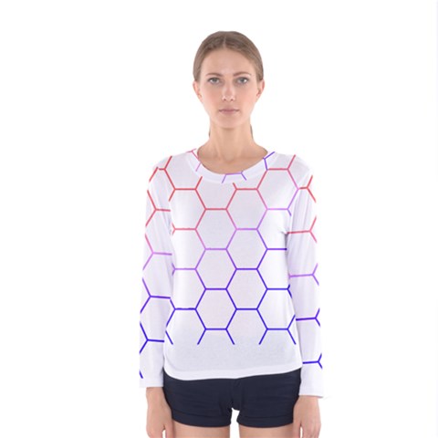 Abstract T- Shirt Honeycomb Pattern T- Shirt Women s Long Sleeve Tee by maxcute