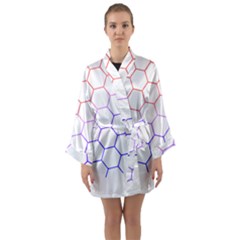 Abstract T- Shirt Honeycomb Pattern T- Shirt Long Sleeve Satin Kimono by maxcute