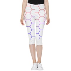 Abstract T- Shirt Honeycomb Pattern T- Shirt Inside Out Lightweight Velour Capri Leggings  by maxcute