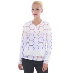 Abstract T- Shirt Honeycomb Pattern T- Shirt Velvet Zip Up Jacket by maxcute