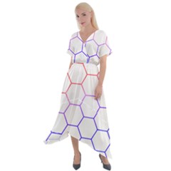 Abstract T- Shirt Honeycomb Pattern T- Shirt Cross Front Sharkbite Hem Maxi Dress by maxcute