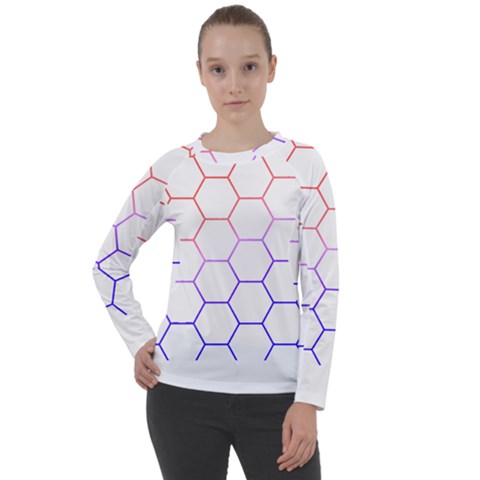 Abstract T- Shirt Honeycomb Pattern T- Shirt Women s Long Sleeve Raglan Tee by maxcute