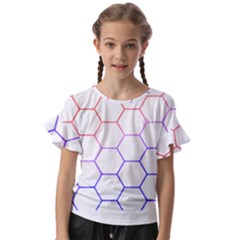 Abstract T- Shirt Honeycomb Pattern T- Shirt Kids  Cut Out Flutter Sleeves by maxcute