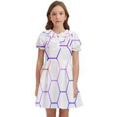 Abstract T- Shirt Honeycomb Pattern T- Shirt Kids  Bow Tie Puff Sleeve Dress by maxcute