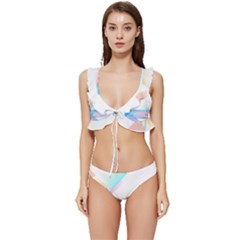 Abstract T- Shirt Minimalistic Abstract Northern Lights T- Shirt Low Cut Ruffle Edge Bikini Set