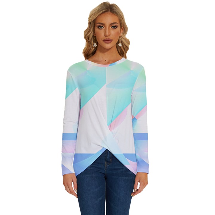 Abstract T- Shirt Minimalistic Abstract Northern Lights T- Shirt Long Sleeve Crew Neck Pullover Top