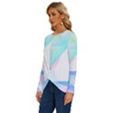 Abstract T- Shirt Minimalistic Abstract Northern Lights T- Shirt Long Sleeve Crew Neck Pullover Top View2