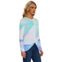 Abstract T- Shirt Minimalistic Abstract Northern Lights T- Shirt Long Sleeve Crew Neck Pullover Top View3