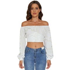 Abstract T- Shirt Model 31 T- Shirt Long Sleeve Crinkled Weave Crop Top