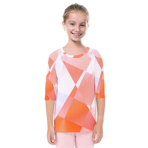 Abstract T- Shirt Peach Geometric Chess Colorful Pattern T- Shirt Kids  Quarter Sleeve Raglan Tee by maxcute