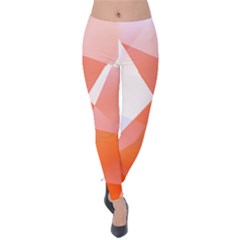 Abstract T- Shirt Peach Geometric Chess Colorful Pattern T- Shirt Velvet Leggings by maxcute