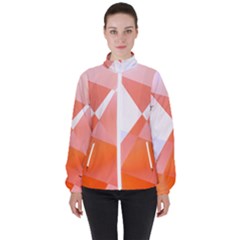 Abstract T- Shirt Peach Geometric Chess Colorful Pattern T- Shirt Women s High Neck Windbreaker by maxcute