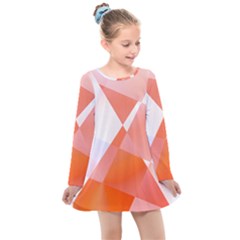 Abstract T- Shirt Peach Geometric Chess Colorful Pattern T- Shirt Kids  Long Sleeve Dress by maxcute