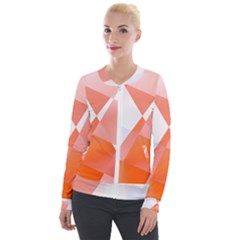 Abstract T- Shirt Peach Geometric Chess Colorful Pattern T- Shirt Velvet Zip Up Jacket by maxcute