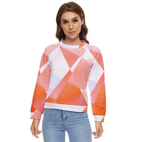 Abstract T- Shirt Peach Geometric Chess Colorful Pattern T- Shirt Women s Long Sleeve Raglan Tee by maxcute