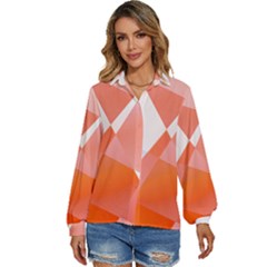 Abstract T- Shirt Peach Geometric Chess Colorful Pattern T- Shirt Women s Long Sleeve Button Down Shirt