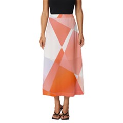 Abstract T- Shirt Peach Geometric Chess Colorful Pattern T- Shirt Classic Midi Chiffon Skirt