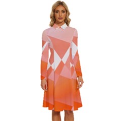 Abstract T- Shirt Peach Geometric Chess Colorful Pattern T- Shirt Long Sleeve Shirt Collar A-line Dress