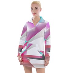 Abstract T- Shirt Pink Bright Abstract Geometry Minimalism T- Shirt Women s Long Sleeve Casual Dress by maxcute