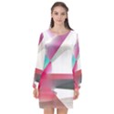 Abstract T- Shirt Pink Bright Abstract Geometry Minimalism T- Shirt Long Sleeve Chiffon Shift Dress  View1