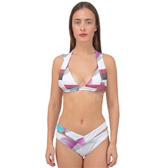 Abstract T- Shirt Pink Bright Abstract Geometry Minimalism T- Shirt Double Strap Halter Bikini Set by maxcute