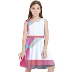 Abstract T- Shirt Pink Bright Abstract Geometry Minimalism T- Shirt Kids  Skater Dress by maxcute