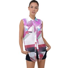 Abstract T- Shirt Pink Bright Abstract Geometry Minimalism T- Shirt Sleeveless Chiffon Button Shirt